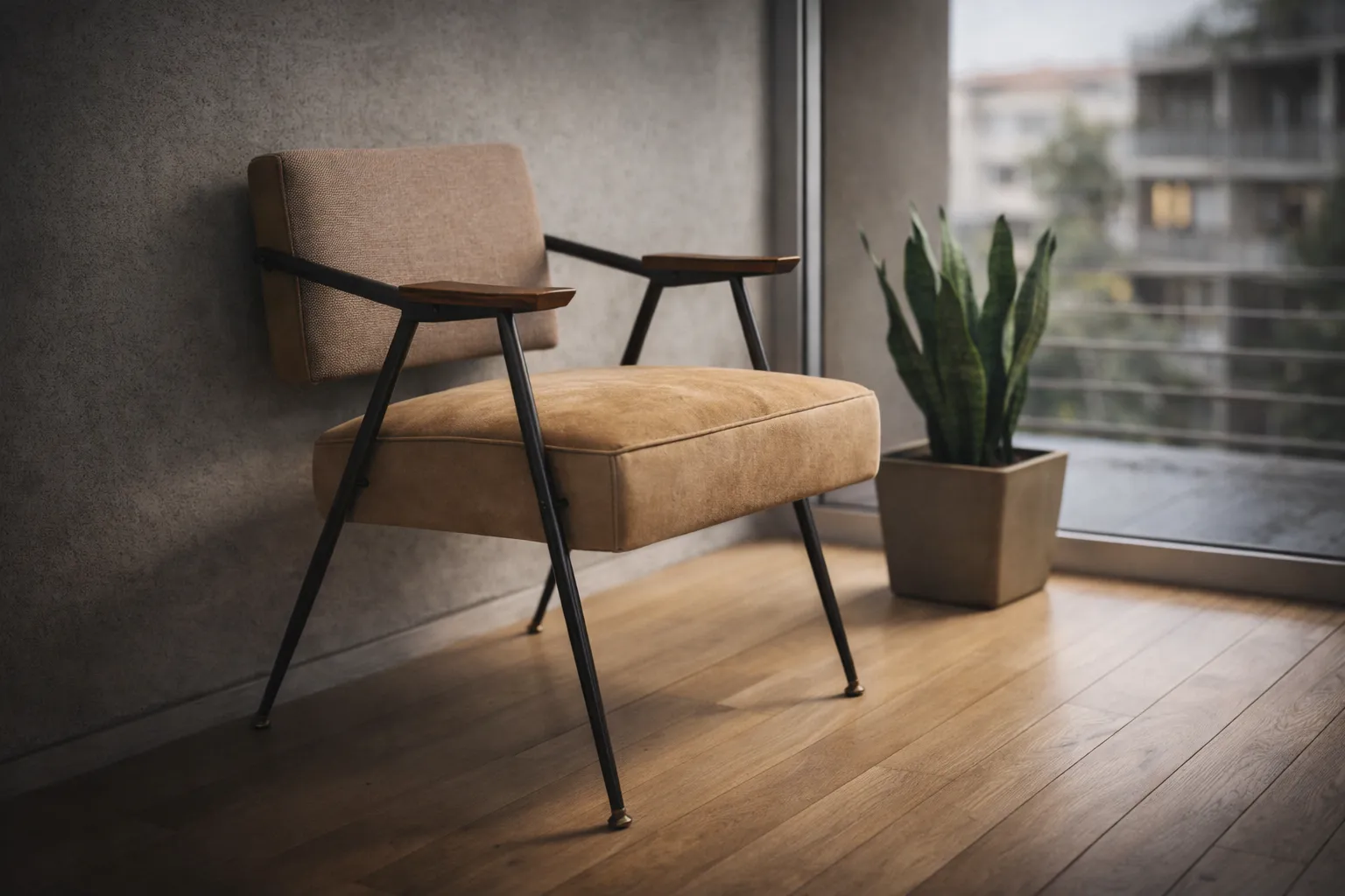 Μοντέρνα πολυθρόνα σε ανακαινισμένο διαμέρισμα στην Αθήνα